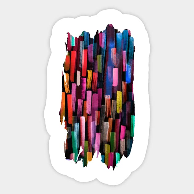 Colorful Brushstrokes Multicolored Black Sticker by ninoladesign